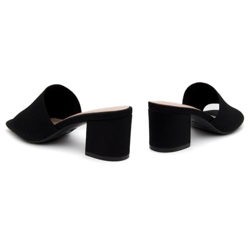 Low Block Heels for Women ?C Slip-On Mules, Square Open Toe 2.5 Inch Comfort Chunky Heeled Sandals, Trendy 2025 Casual Dress