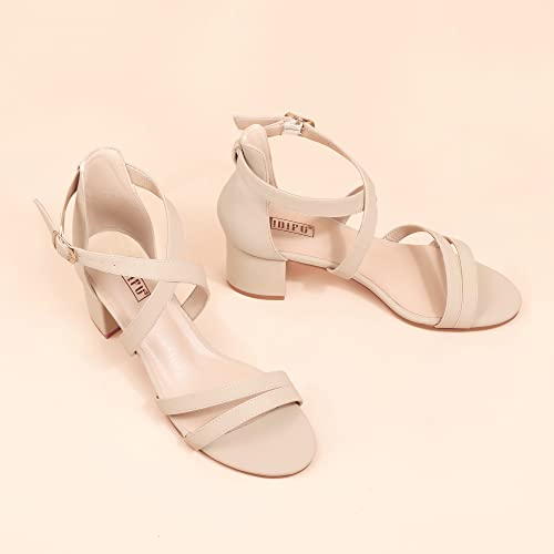 Women's Block Low Chunky Heel Strappy Sandals Open Toe Ankle Strap Dress Wedding Evening Shoe for Women Bridal