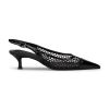 Slingback Pumps for Women Mesh Kitten Heels Pointed Toe Heeled Sandals Buckle Ankle Strap Low Heeled Pumps
