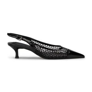 Slingback Pumps for Women Mesh Kitten Heels Pointed Toe Heeled Sandals Buckle Ankle Strap Low Heeled Pumps