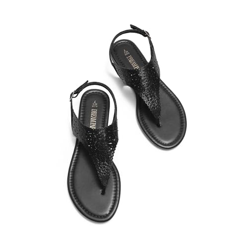 Women's Rhinestone Casual Wear Cute Gladiator Flat Sandals Beach Dressy T-Strap Thong Sandals