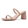 31CVdOG8pNL.jpg Women's Square Open Toe Heeled Sandals Two Strap Mules Slip On Block Chunky Mid Heels Sandals