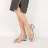 Womens Chunky Block Low Heel Sandals Square Toe Heels Strappy Summer Heeled Sandals Elastic Rhinestone Bow Sandals Cute Casual