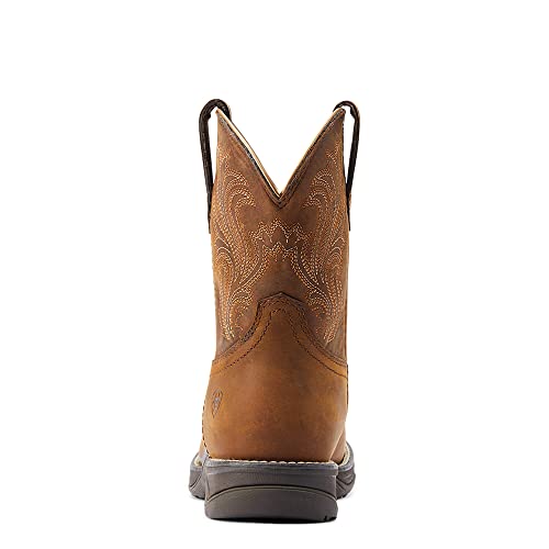 Womens Anthem Shortie H20 Embroidery Round Toe Pull On Casual Boots Mid Calf Low Heel 1-2" - Brown