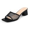 Heel Mules for Woman Square Open Toe Chunky Block Heel Slip on Heeled Sandals Casual Comfort Party Shoes