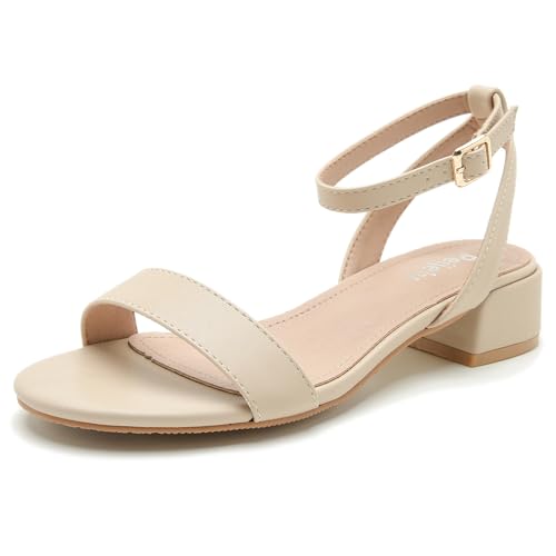 Women's Open Toe Ankle Strap Low Block Chunky Heels Sandals Party Dress Summer Shoes