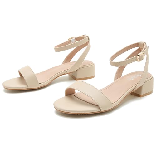 Women's Open Toe Ankle Strap Low Block Chunky Heels Sandals Party Dress Summer Shoes