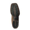 Womens Hybrid Rancher Stretchfit Embroidered Square Toe Casual Boots Mid Calf Low Heel 1-2" - Brown