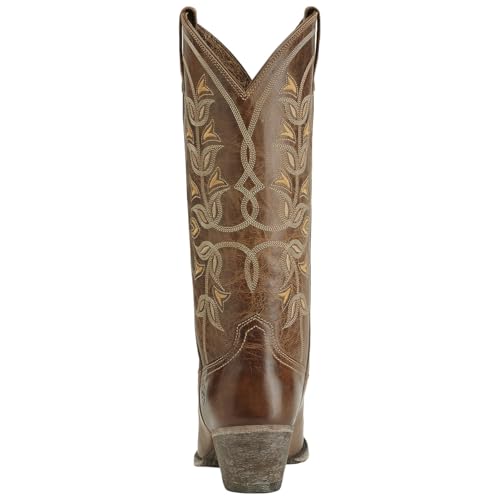 Womens Desert Holly Embroidered Western Round Toe Casual Boots Mid Calf Mid Heel 2-3" - White