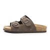 Womens Flat Sandals with Cork Footbed, Open Toe Slides Adjustable Slip On Slippers for Summer Size 6-11