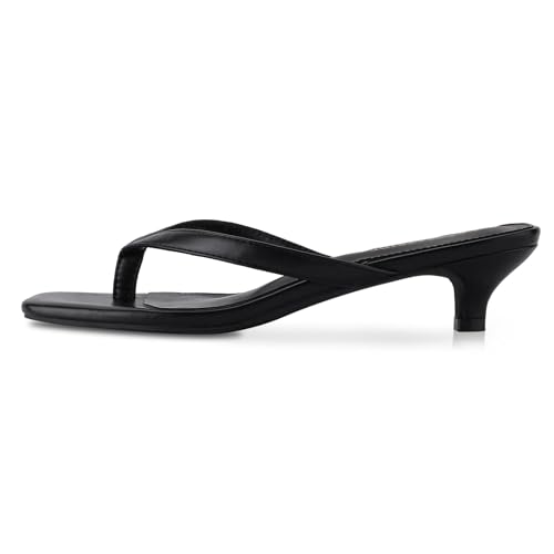 Women??s Flip-Flops Kitten Heels Thong Sandals For Women Square Toe Slip On Fashion Summer Dress Sandals