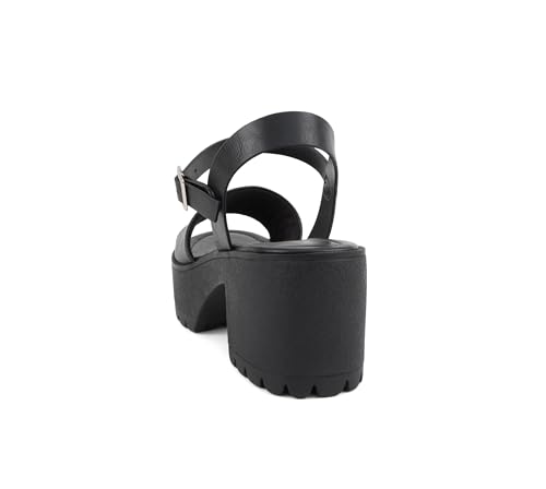 31U-voFsCVL.jpg ??Stacie?? ~ Women Open Toe Lug Sole Mid Block Heeled Sandals with Adjustable Ankle Strap