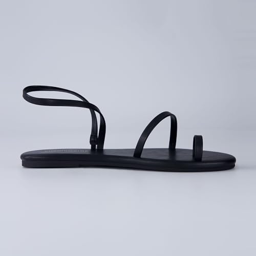 CHAI Women’s Strappy Sandals – Flat Sandals for Women, Comfortable Beach Sandals, Summer Slip-On Shoes, Casual Dressy Sandals
