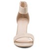 RROSE Women's Chunky Low Heels Open Toe Ankle Strap Heeled Sandals with Back Zipper Dressy Pumps Shoes for Wedding Prom Party
