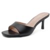 Women's Low Heels Stiletto Heeled Slides, Open Toe One Band Slip-On Heeled Mules ?C Dressy Heeled Sandals for Prom, Party Wedding