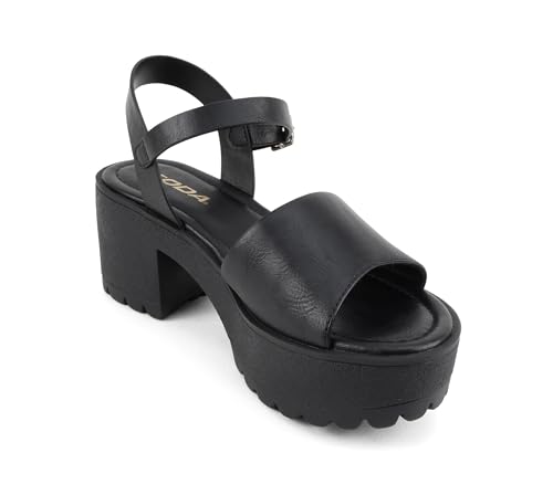 31i1yLErMbL.jpg ??Stacie?? ~ Women Open Toe Lug Sole Mid Block Heeled Sandals with Adjustable Ankle Strap