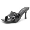 Melrose Women's High Heels Stiletto Heeled Slides, Square Open Toe One Band Slip-On Heeled Mules ?C Dressy Clear Heeled Sandals