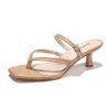 Women's Kitten Heels Sandals Flip Flops Low Heels Slip On Slides 1.8-2 Inch Heeled Square Open Toe Sandals for Women