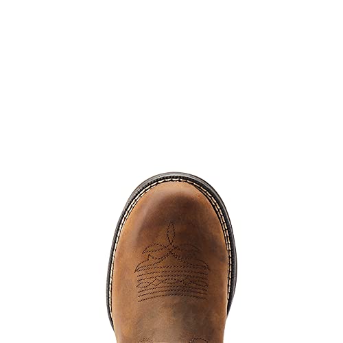 Womens Anthem Shortie H20 Embroidery Round Toe Pull On Casual Boots Mid Calf Low Heel 1-2" - Brown