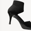 Mousse Fit Women Retro Peep Toe Elegant Stiletto Low Heeled Sandals Breathable Mesh Knit Elastic Design Upper Comfortable Shoes
