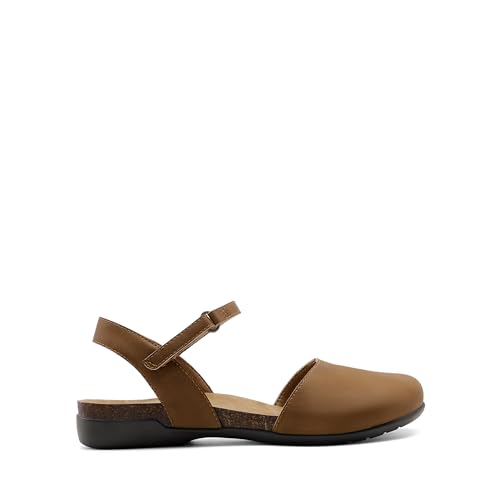Women's Closed Toe Sandals Arch Support Comfort Cork Footbed Flat Sandals Summer Shoes