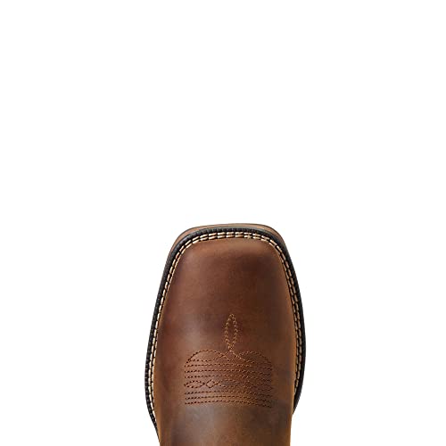 Womens Anthem Patriot Embroidery Pull On Casual Boots Mid Calf Low Heel 1-2" - Brown