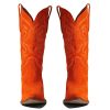 Cowboy Boots Women Embroidered Mid Calf Western Boots Stacked Low Heel Pointed Toe Pull On Cowgirl Boot 4-11 M US
