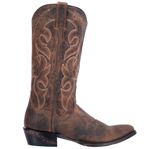 418il7Ju3L.jpg Mens Renegade Embroidered Round Toe Casual Boots Mid Calf - Brown