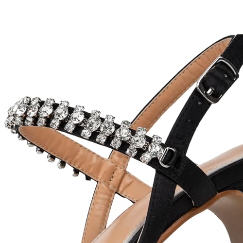 Womens Heels Sandals Sparkly Dress Shoes Low Kitten Heel Rhinestone Bride Wedding Shoes Black Silver Gold White