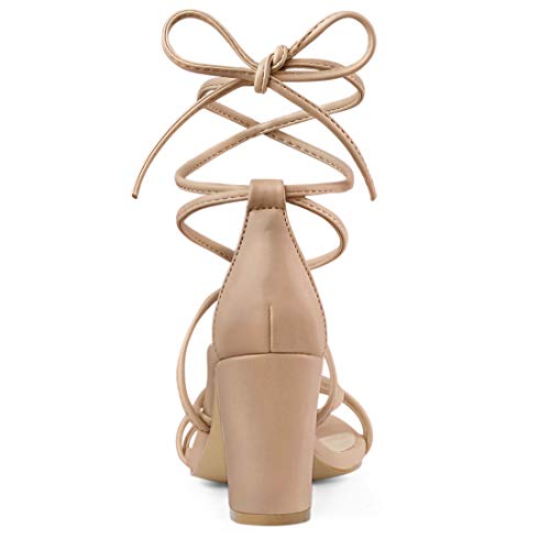 Women's Strappy Lace Up Chunky Heeled Sandals