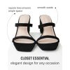 Stormi Heeled Sandals Women Dressy Summer Flat Mules- Square Toe Double Band Low Block Heel Sandals - Chunky Sandals for Women -