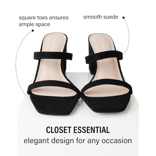 Stormi Heeled Sandals Women Dressy Summer Flat Mules- Square Toe Double Band Low Block Heel Sandals - Chunky Sandals for Women -