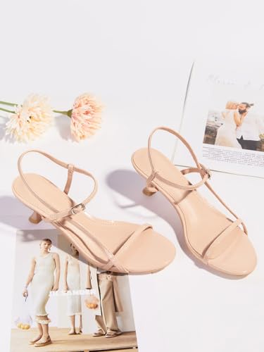 Womens Strappy Heeled Sandals Kitten Low Heel Open Toe Ankle Strap Party Wedding Dress Shoes