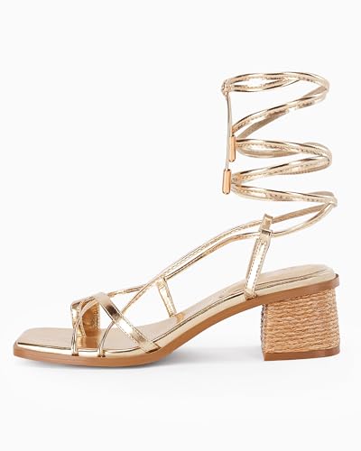 Womens Strappy Heels Thong Gladiator Flat Sandals Dressy Summer Low Chunky Block Heeled Roman Shoes