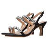 Womens Heels Sandals Sparkly Dress Shoes Low Kitten Heel Rhinestone Bride Wedding Shoes Black Silver Gold White