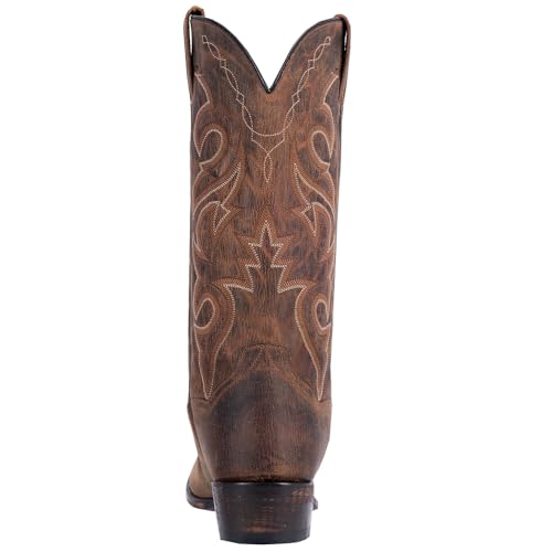 41SgfH3z0pL.jpg Mens Renegade Embroidered Round Toe Casual Boots Mid Calf - Brown