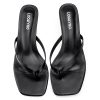 Kitten Heels Flip Flop Thong Sandals 2.5-Inch Low Heeled Square Open Toe Sandals for Women