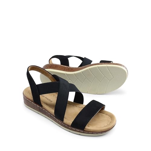 Women's Summer Dressy Low Wedge Heels Comfortable Slip on Casual Flat Sandals for Walking Vacation