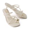 Maui Strappy Womens Sandals with Kitten Heels ?C Vegan Leather Slip On Dress Sandals for Women, Square Toe Wedding Shoes