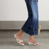 Gold Kitten Heel Sandals for Women Flip Flop Strappy Mule heels Rounded Open Toe Heeled Thong Sandals Women