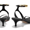 Womens Low Kitten Heels Sandals Strappy Pointed Open Toe One Strap Metal Summer Dress Shoes