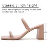 41iGe8otr7L.jpg Women's Square Open Toe Heeled Sandals Two Strap Mules Slip On Block Chunky Mid Heels Sandals