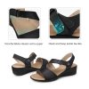 Women's Low Wedge Heel Sandals Dressy Summer Comfortable Ankle Strap Sandals Open Toe Causal Platform Shoes