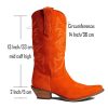 Cowboy Boots Women Embroidered Mid Calf Western Boots Stacked Low Heel Pointed Toe Pull On Cowgirl Boot 4-11 M US