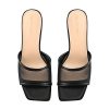 Heel Mules for Woman Square Open Toe Chunky Block Heel Slip on Heeled Sandals Casual Comfort Party Shoes