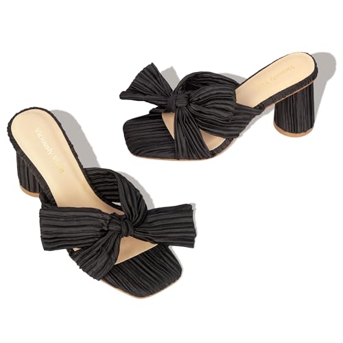 41s0BweaPOL.jpg Women's Bow Kitten Heels Block Low Heeled Sandals Square Open Toe Wedding Shoes