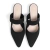 Pointed Toe Mules for Women Chunky Low Heeled Sandals Breathable Backless Mesh Knit Slip on Loafers
