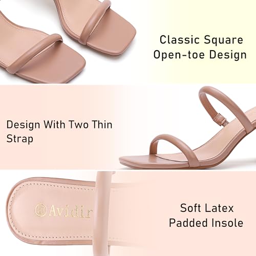 41yBq03GxL.jpg Women's Square Open Toe Heeled Sandals Two Strap Mules Slip On Block Chunky Mid Heels Sandals