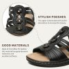 Womens Sandals Flats Comfort Leather Walking Orthopedic Sandals Casual Summer Shoes with Arch Support for Dressy Beach Hiking