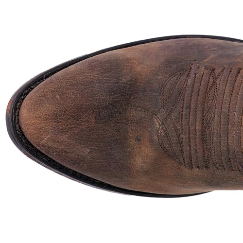 51jL3m4LT4L.jpg Mens Renegade Embroidered Round Toe Casual Boots Mid Calf - Brown